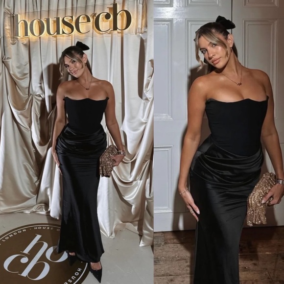 House of CB Small D-DD  ‘Persephone’ Black Strapless Corset Maxi Dress NWOT - Picture 2 of 12